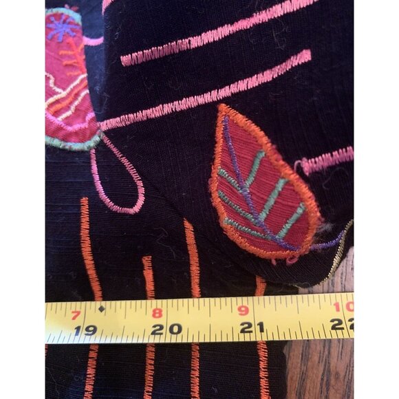 Women’s M Black Red Floral Jacket Embroidered Open Front Art to Wear Black boho - Picture 10 of 13